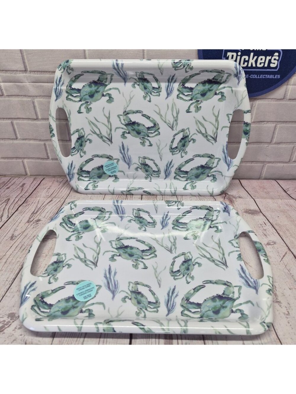 Lot Of 2~Plastic Crab Serving Platter Tray~16”x10.5”~BPA Free~Parties~Cookouts‎